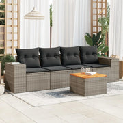 Set Divano da Giardino 5 pz con Cuscini Grigio in Polyrattan 3257656