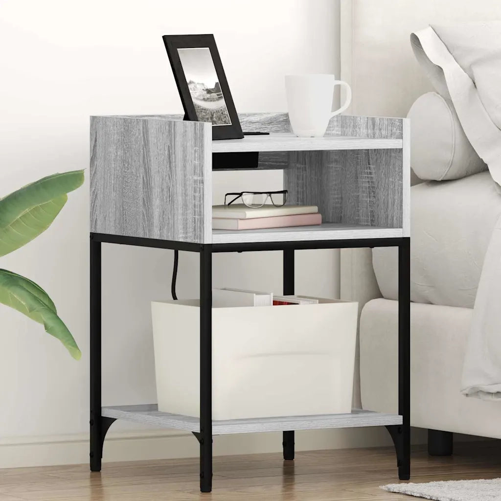 Comodino | Armadio da Notte | Mobiletto da notte con lo scaffale Grigio Sonoma 40 x 40 x 61 cm