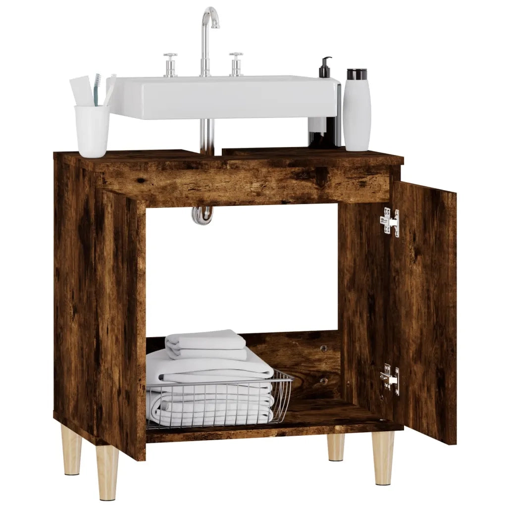 Mobile Lavabo | Armadio Lavabo Rovere Fumo 58x33x60 cm in Legno Multistrato