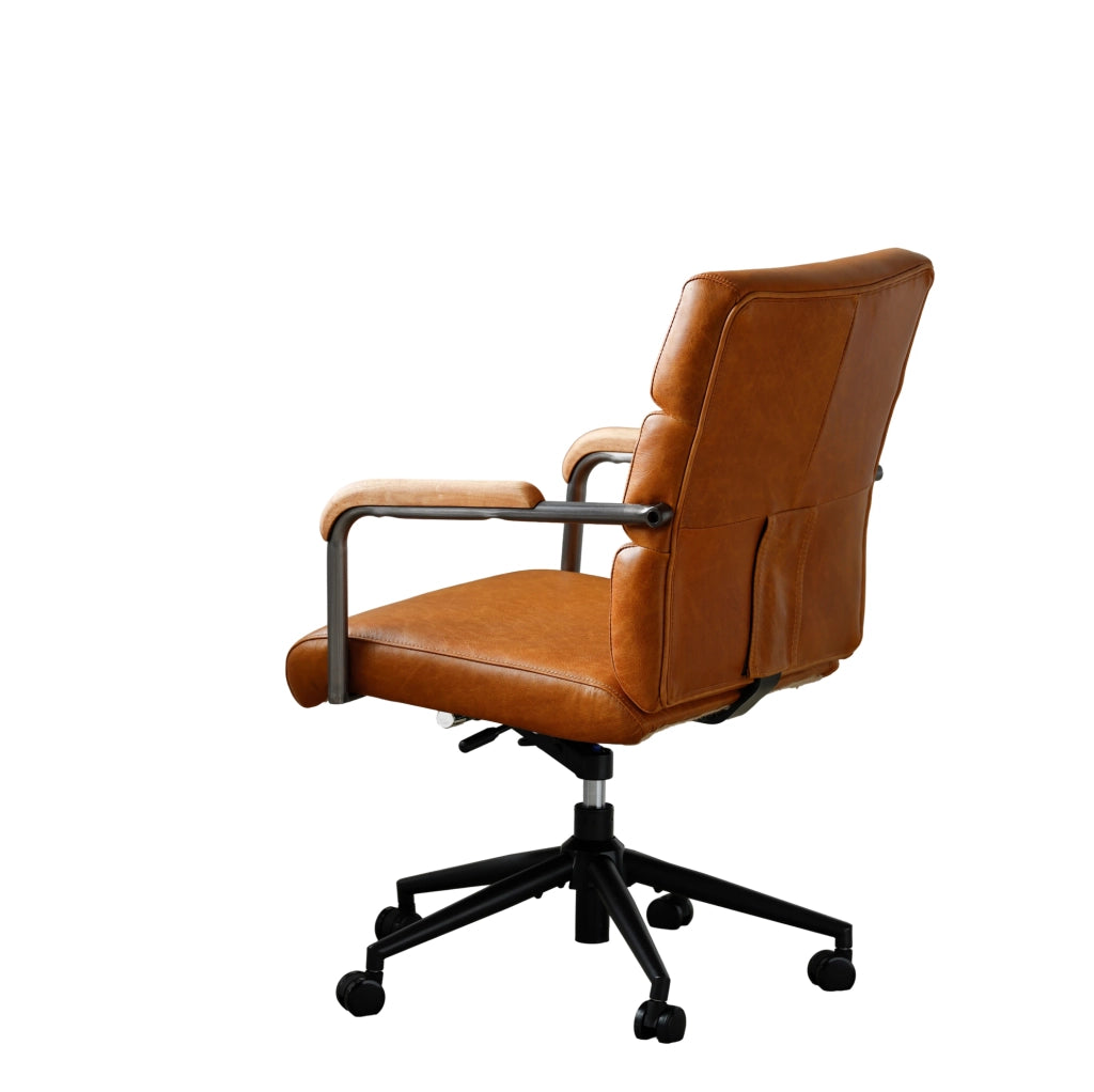 Sedia da ufficio 73x59x87 cm in pelle marrone, regolabile e stabile –