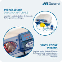 Borotto REAL 49 Expert - Incubatrice Automatica Professionale Brevettata, con Umidificatore Automatico Sirio - per 49 Uova o 196 Uova Piccole