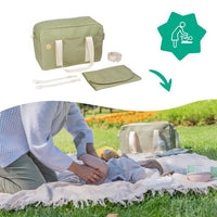 Borsa fasciatoio Badabulle Bowling - Grande capacità 20 L - Piano fasciatoio e accessori per passeggino inclusi, Oliva