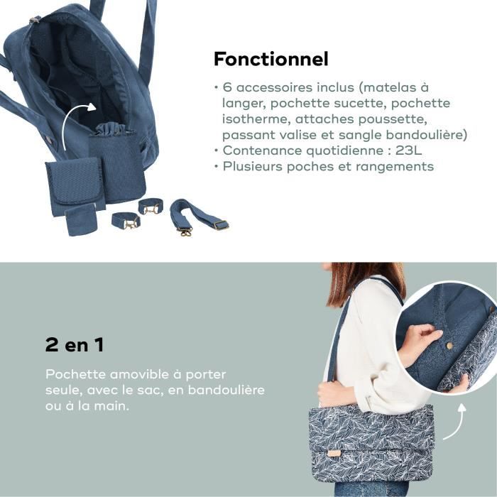 Borsa fasciatoio Day to Day Babymoov - Trendy e funzionale, Capacità 23 L, Molte tasche, 6 Accessori inclusi, Palmo