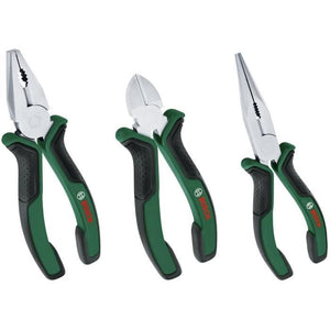 Bosch Home and Garden - Set di 3 pinze (universali, a becco lungo, taglio diagonale, resistenti, ergonomiche)