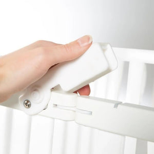 Box pieghevole per bambini - ROBA - LITTLE STARS - 75 x 100 cm - Altezza regolabile - 4 ruote frenate - Legno laccato bianco - Motivo a stelle