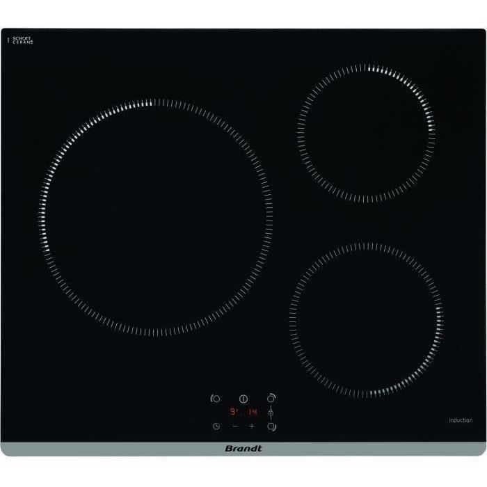 BRANDT TI364B - Piano cottura a libera installazione - 3 zone - 3600 W - L60 cm - Nero