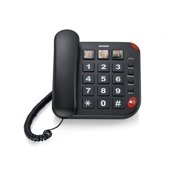 BRONDI BRAVO 15 (NERO) - TELEFONO CORDED - TASTI GRANDI