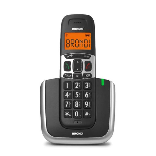 BRONDI BRAVO PLATINUM (NERO) - TELEFONO CORDLESS SINGOLO - TASTI GRANDI - VIVAVOCE