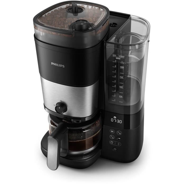 Caffettiera a filtro con macinacaffè integrato - PHILIPS - HD7888/01 - Fino a 10 tazze - 1,25 L - Nero / Argento