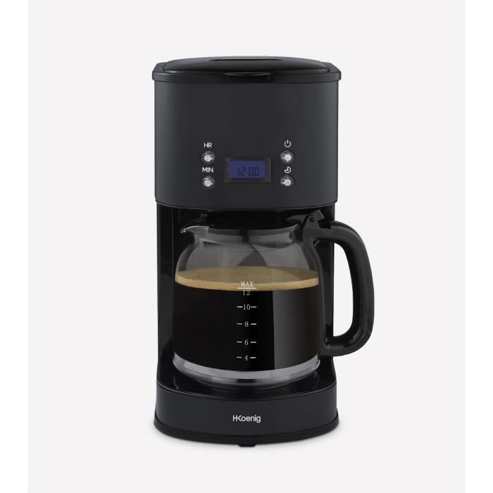 Caffettiera programmabile - HKoeNIG - MG32 - 1,5 L (12 tazze) - 1000 W - Schermo LCD - Mantieni caldo - Nero e acciaio inossidabile
