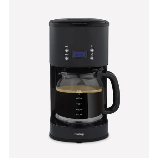 Caffettiera programmabile - HKoeNIG - MG32 - 1,5 L (12 tazze) - 1000 W - Schermo LCD - Mantieni caldo - Nero e acciaio inossidabile