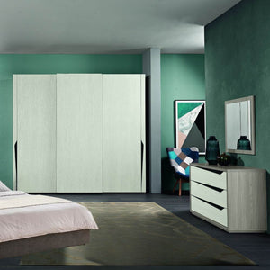 Camera da letto Dorotea armadio 3 ante scorrevoli grigio reina e cenere