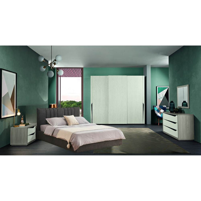 Camera da letto Dorotea armadio 3 ante scorrevoli grigio reina e cenere