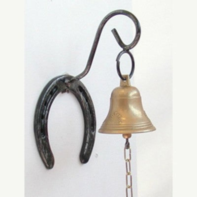 CAMPANA CAMPANELLO CON FERRO DI CAVALLO PER PORTA PORTONO AGRITURISMO