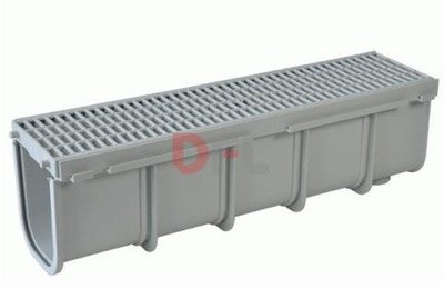 CANALETTA DRENAGGIO ACQUA MODULARE CON GRIGLIA IN POLIPROPILENE cm 13x50xH.14