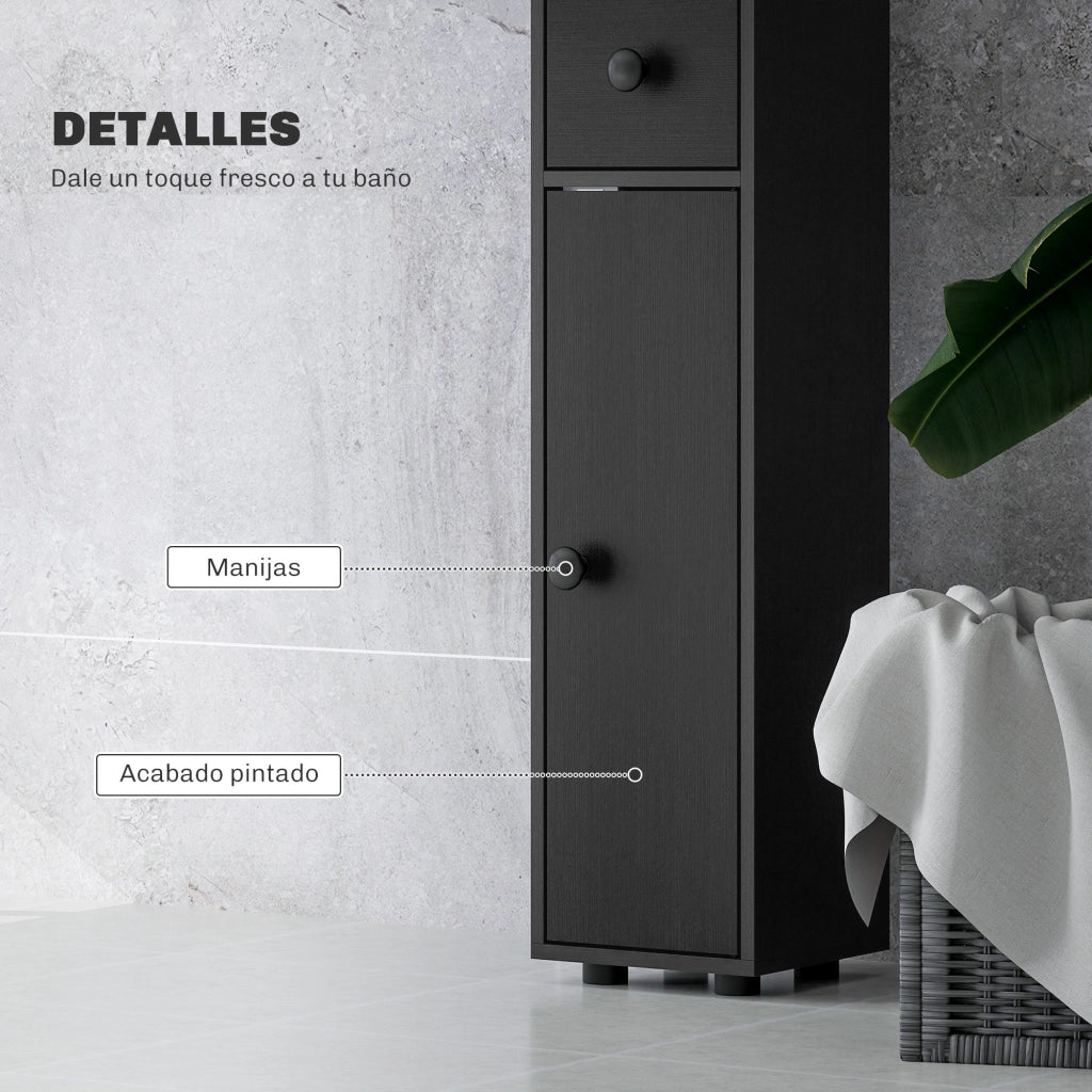 Armadio da Bagno Colonna Stretto ¨C Zephmum ¨C Nero 20x20x180 cm
