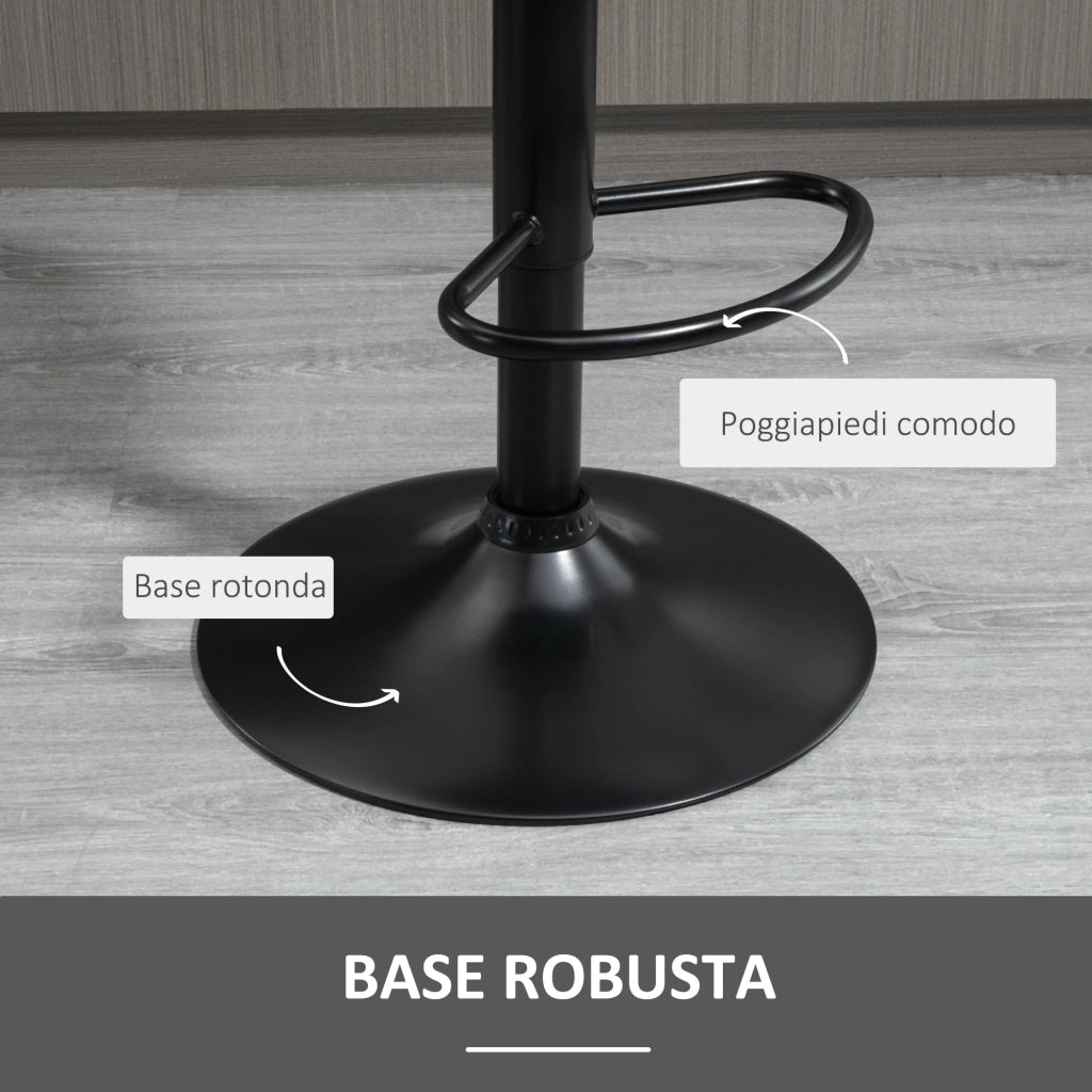EasyComfort Set 2 Sgabelli da Bar ad Altezza Regolabile con Seduta Ergonomica e Poggiapiedi, Sgabelli Alti in Effetto Velluto e Metallo, 47x51.5x92-114 cm, Grigio