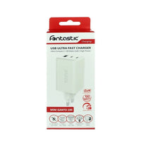 Caricatore Alimentatore GaN 100W 2x USB-C 1x USB-A Power Delivery Fast Charger Bianco