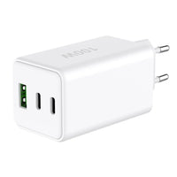 Caricatore Alimentatore GaN 100W 2x USB-C 1x USB-A Power Delivery Fast Charger Bianco