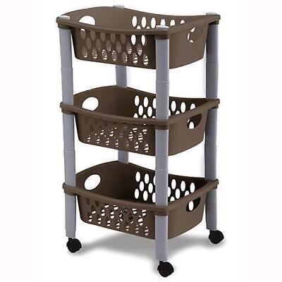 Carrello Otello 3 Piani Grigio/Tortora Cm 30X40X70H Stefanplast