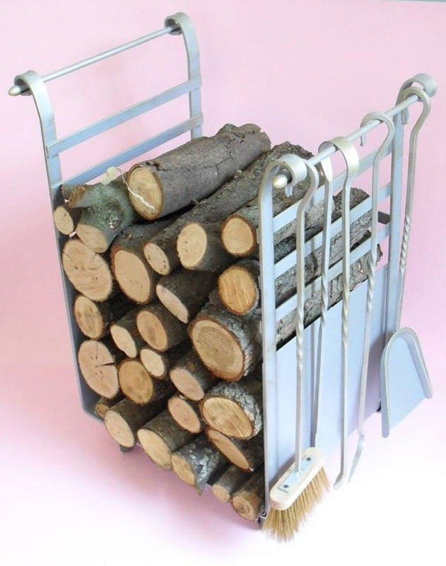 CARRELLO PORTALEGNA SILVER CON ATTREZZI PER CAMINETTO CRUCCOLINI PORTA LEGNA