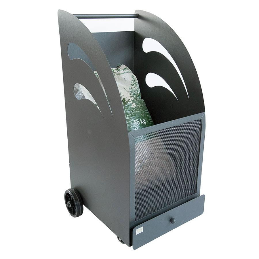 CARRELLO PORTAPELLET PELLET IN FERRO BATTUTO CARRELLI PORTA PELLETS 45X42X80H