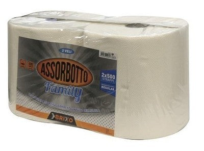 CARTA ASCIUGAMANI BRIXO ASSORBOTTO 2x500 Strappi 2 Rt.
