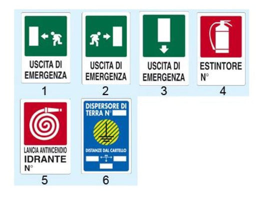 CARTELLO SEGNALATORE D'EMERGENZA IDRANTE PEZZI 5