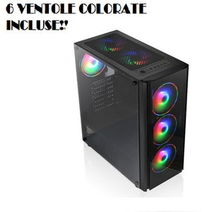 Case Gaming Ktx TX-192-11 - Mid Tower - Micro Atx, Atx - Alimentatore NON incluso - USB - 1x Audio+Microfono - 6 Ventole RGB incluse (di cui 3 frontali) - Nero