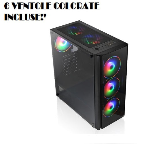 Case Gaming Ktx TX-192-11 - Mid Tower - Micro Atx, Atx - Alimentatore NON incluso - USB - 1x Audio+Microfono - 6 Ventole RGB incluse (di cui 3 frontali) - Nero