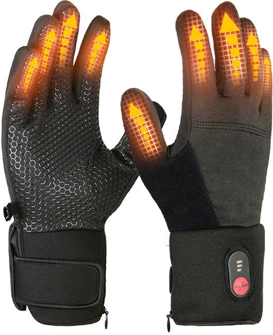 Manopole riscaldanti per esterno - Guanti caldi e impermeabili con riscaldamento USB per bicicletta, sci e corsa, nero (inclusa batteria 7,4V 2200mAh).