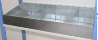 Cassettiera metallica a 4 separatori 91x50 cm ZINCATA