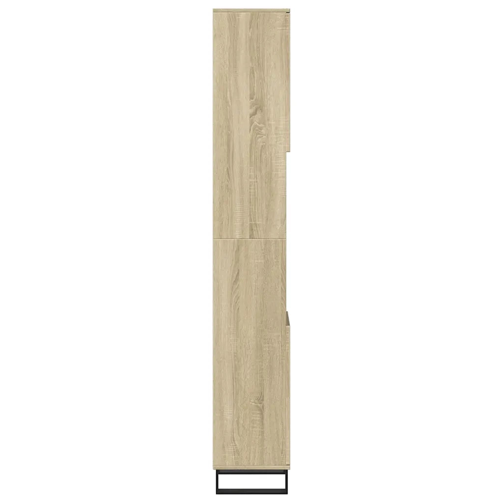 Mobile bagno moderno con 6 scomparti 30 x 30 x 190 cm realizzato in legno ingegnerizzato di rovere Sonoma 02_0049712