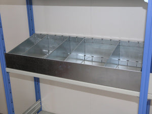 Cassettiera ZINCATA metallica a 4 separatori cm. 91x40