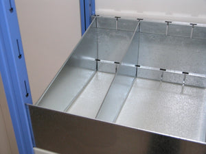 Cassettiera ZINCATA metallica a 4 separatori cm. 91x40