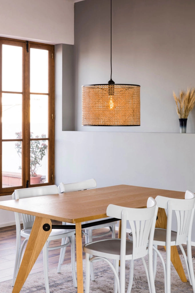 MAMBO 450 Lampada sospensione semplice nera/ratan
