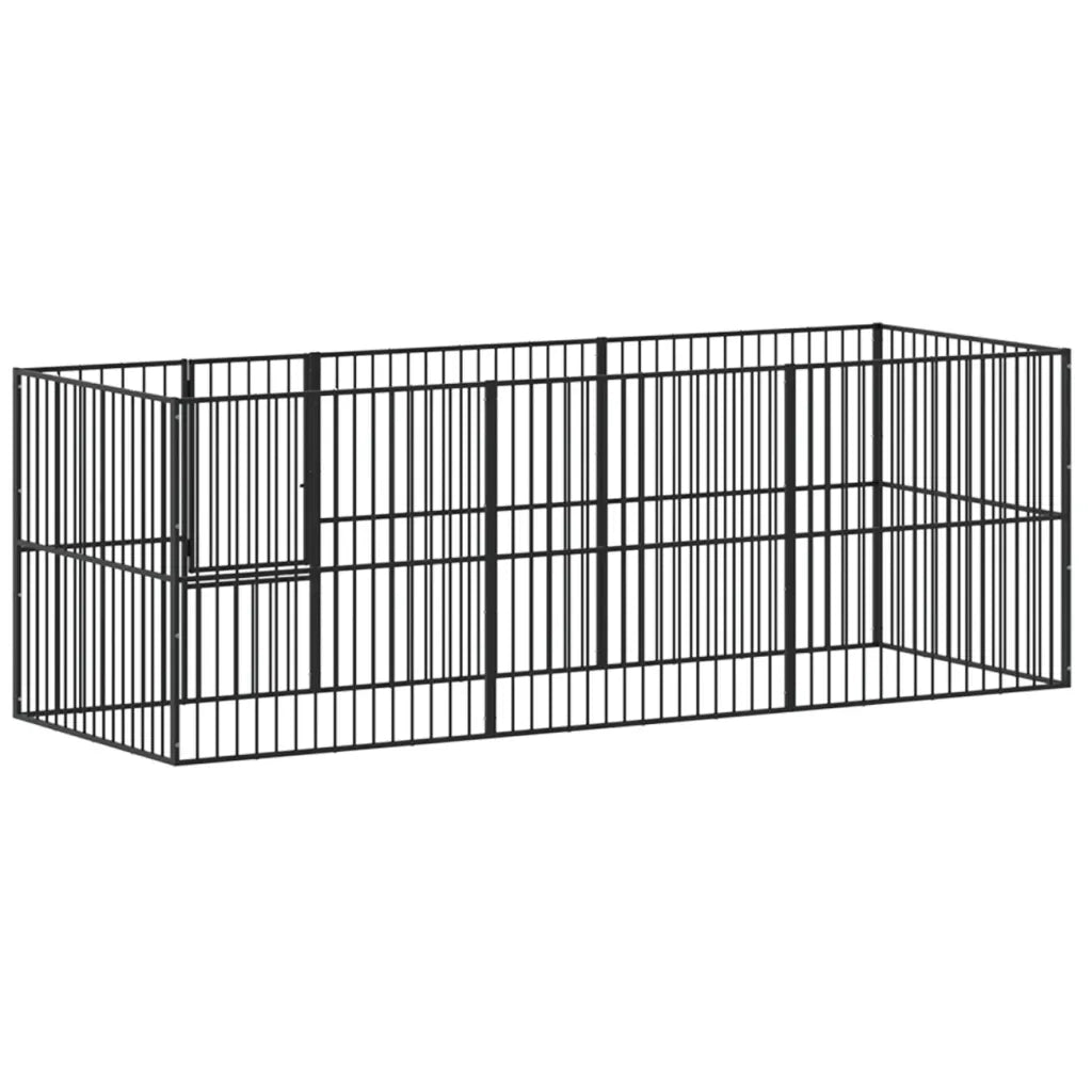 Box per Cani 8 Pannelli Nero Acciaio Zincato CFW2710488