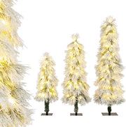Set di 3 Alberi di Natale Artificiali, Alberi di Natale con Luci LED e Rami Densi e Realistici, Decorazione Natalizia per Casa, Ufficio e Negozio (Stile 4)