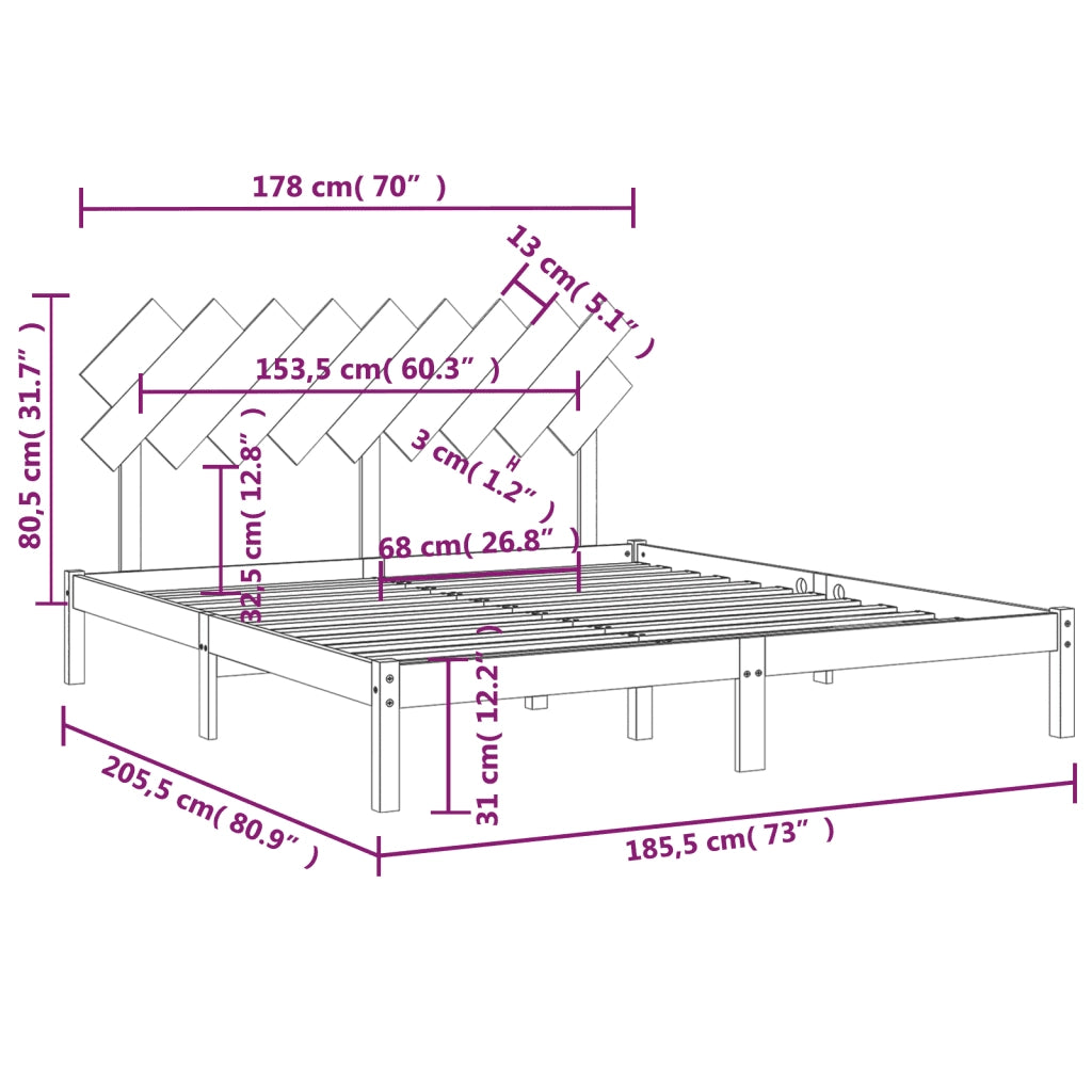 Giroletto Bianco 180x200 cm Super King in Legno Massello 3104884