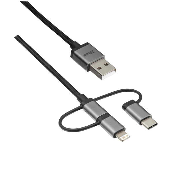 Cavo USB 2.0 3 in 1 - connettori micro-USB, USB-C e Lightning - per ricarica e collegamento pc - 1 Metro
