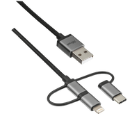 Cavo USB 2.0 3 in 1 - connettori micro-USB, USB-C e Lightning - per ricarica e collegamento pc - 1 Metro