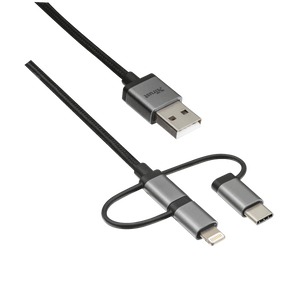 Cavo USB 2.0 3 in 1 - connettori micro-USB, USB-C e Lightning - per ricarica e collegamento pc - 1 Metro