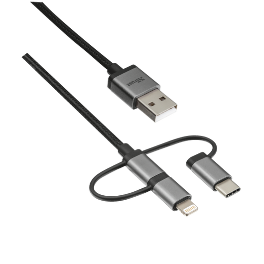 Cavo USB 2.0 3 in 1 - connettori micro-USB, USB-C e Lightning - per ricarica e collegamento pc - 1 Metro