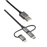 Cavo USB 2.0 3 in 1 - connettori micro-USB, USB-C e Lightning - per ricarica e collegamento pc - 1 Metro