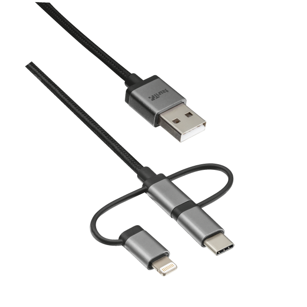 Cavo USB 2.0 3 in 1 - connettori micro-USB, USB-C e Lightning - per ricarica e collegamento pc - 1 Metro