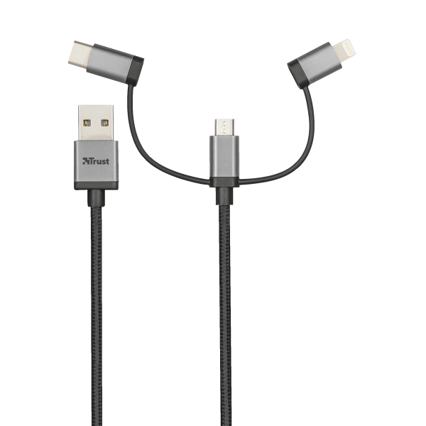 Cavo USB 2.0 3 in 1 - connettori micro-USB, USB-C e Lightning - per ricarica e collegamento pc - 1 Metro