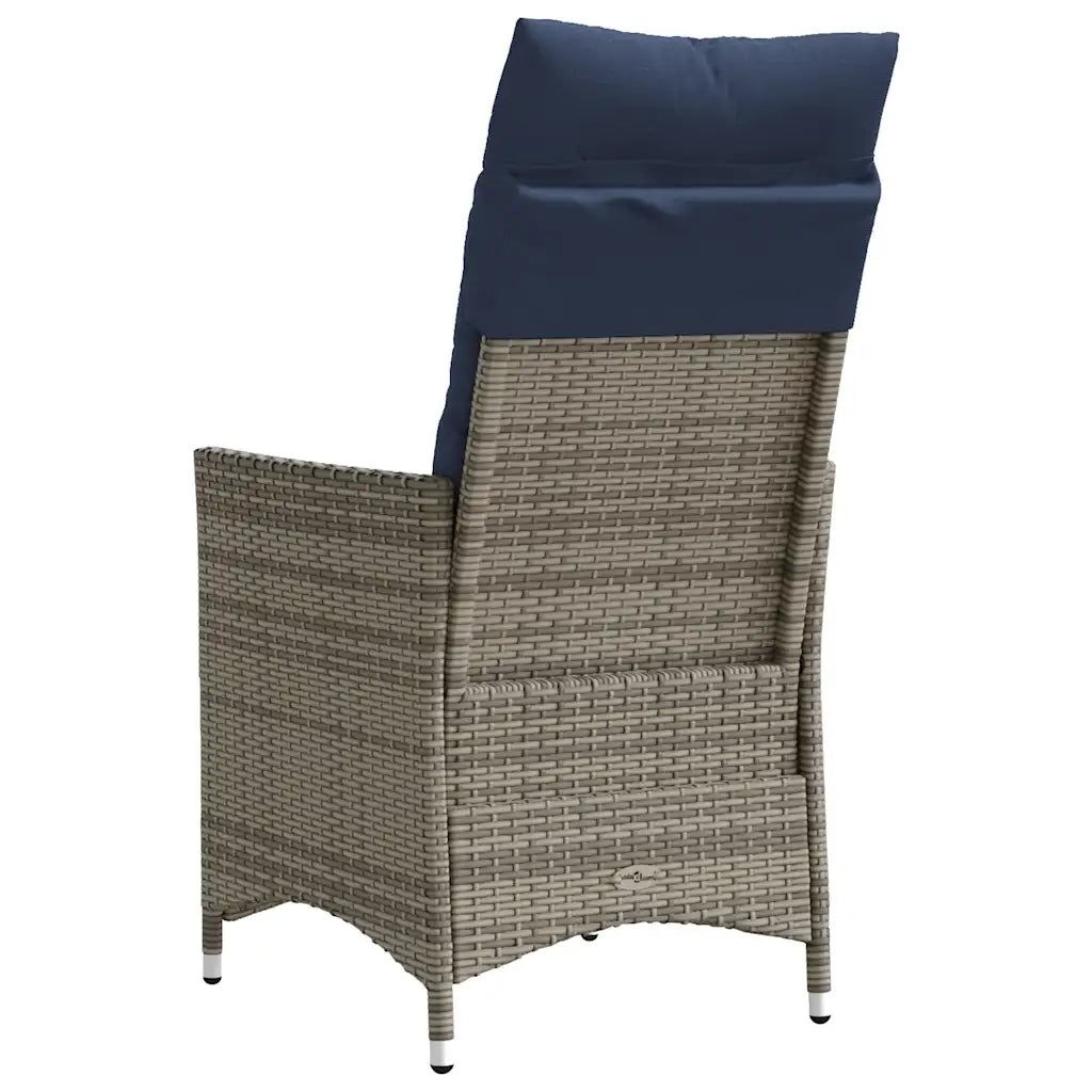 Sedia da giardino reclinabile con cuscini grigia in polyrattan