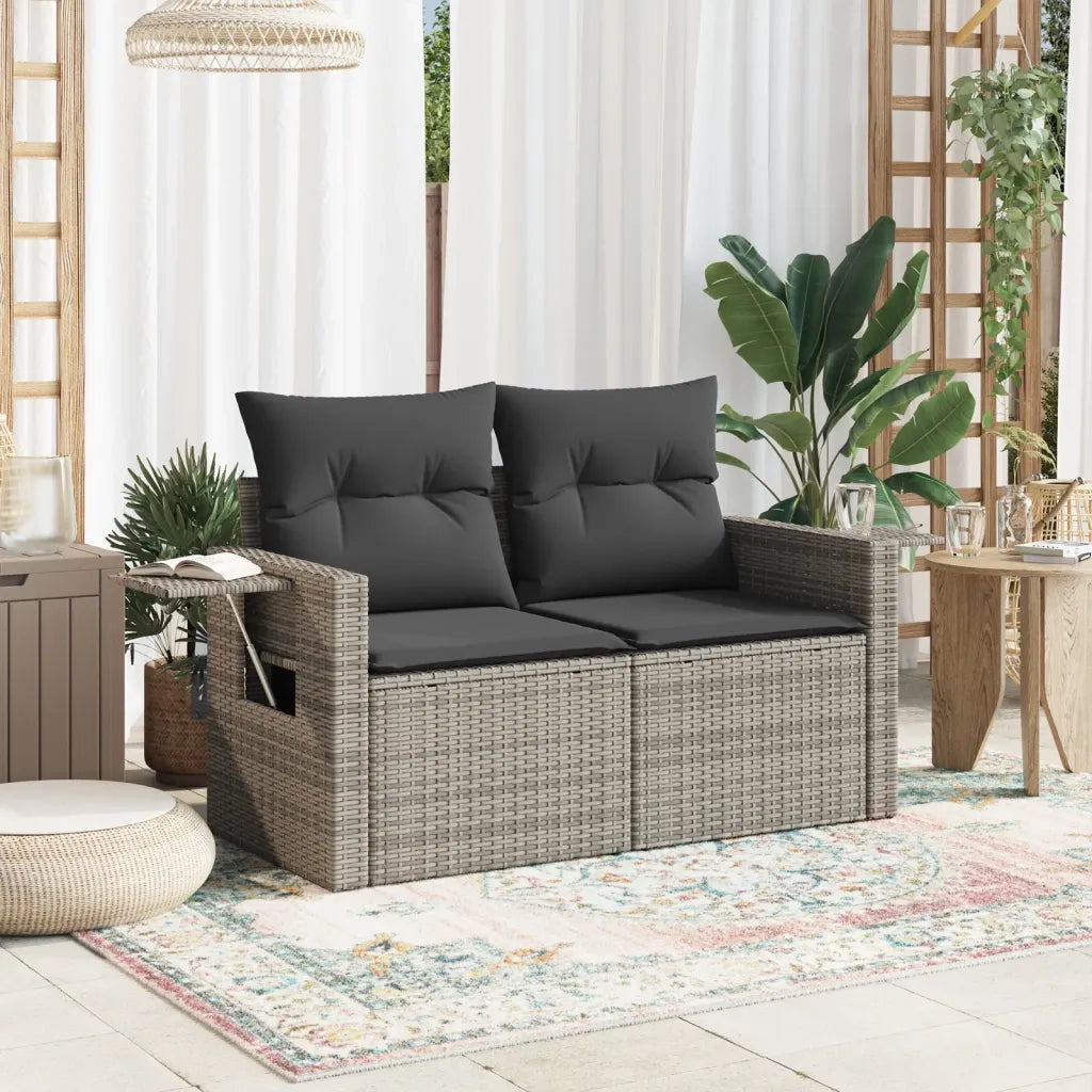 Divano da Giardino con Cuscini 2 Posti-Sofa da Giardino-Divano da esterno Grigio in Polyrattan 514908