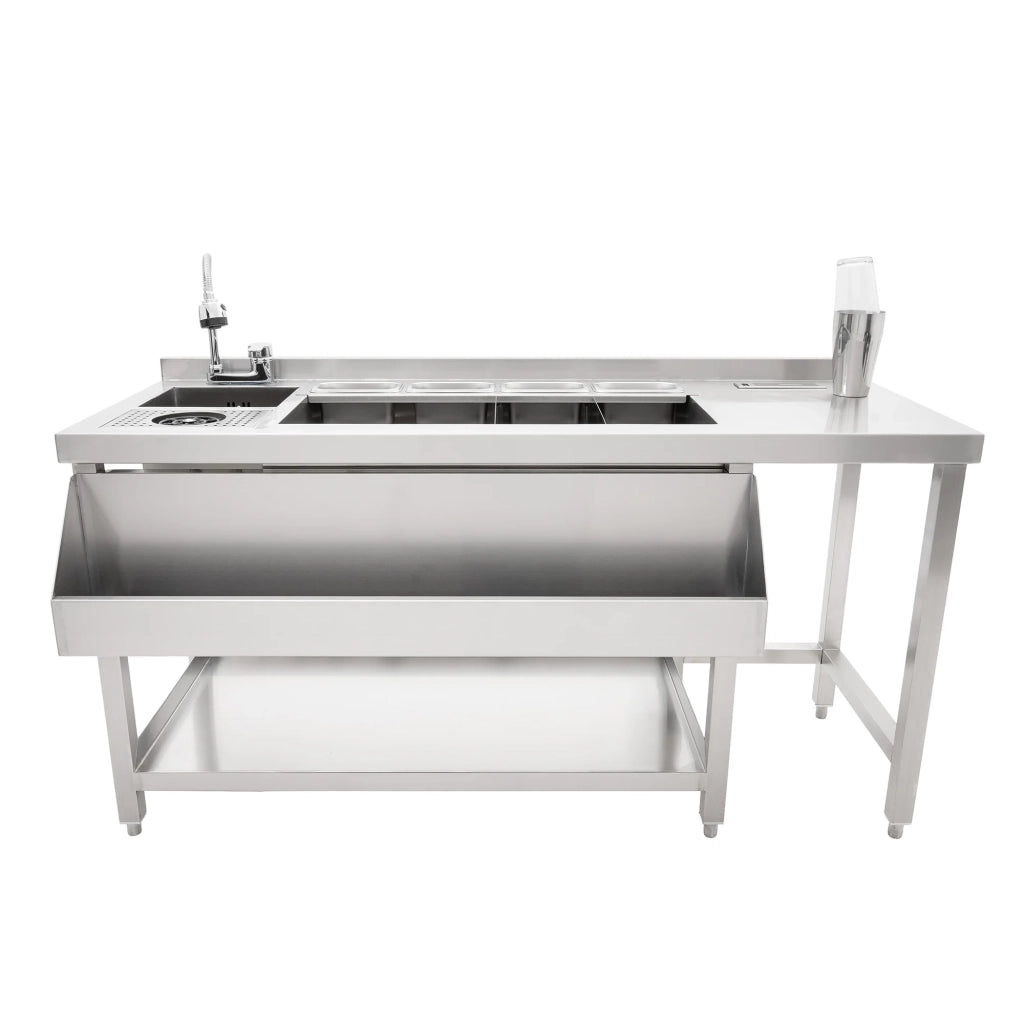 Postazione Bar Cocktail Premium Acciaio Inox Vano Ghiaccio Lavello Speed Rail