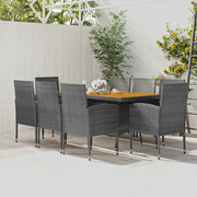Set da Pranzo per Esterni 9 pz in Polyrattan Grigio